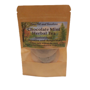 Chocolate mint herbal tea Rose oil and Sunshine