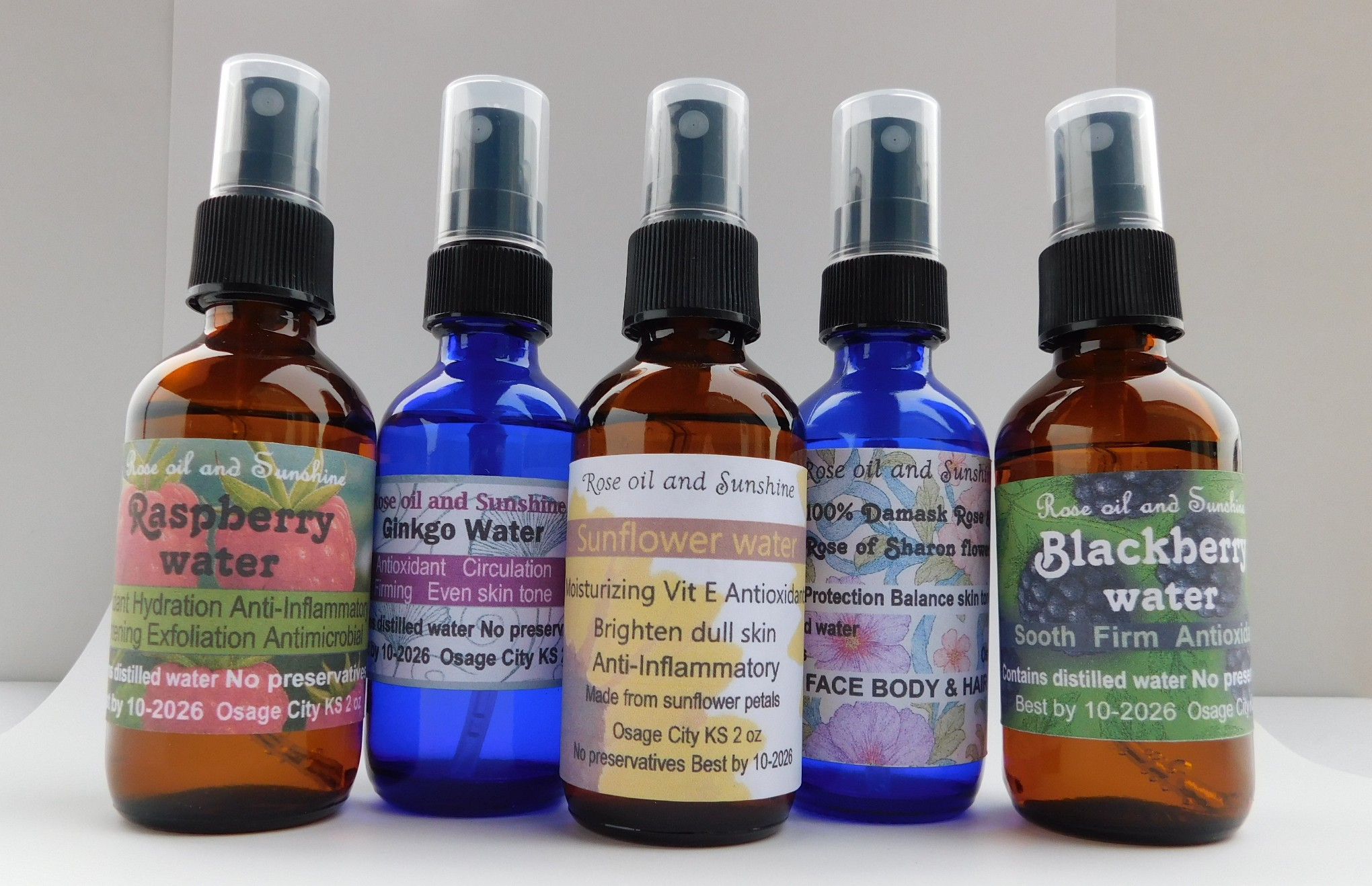 Floral Fruit and Herb Water for face hair and skin Rose oil and Sunshine